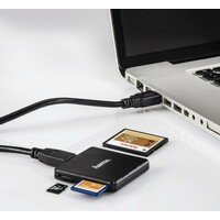 HAMA USB 3.0 Multi-Card Reader, SD/MicroSD/CF, Black