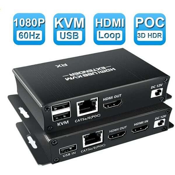 KETTZ KT-HDEX60M HDMI KVM USB Extender Cat5e/6/7