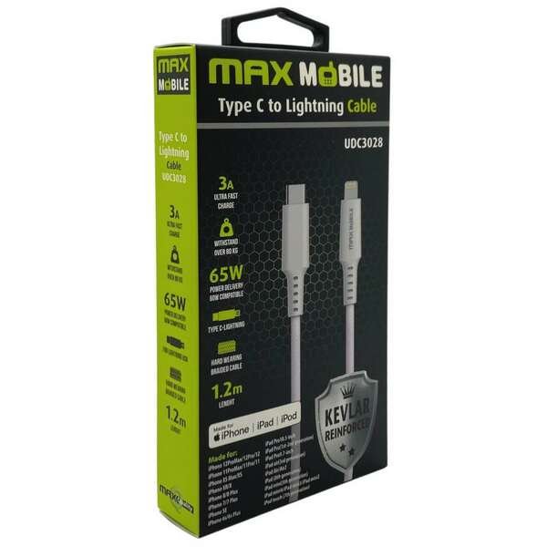 MAX MOBILE D.KABL LIGHTNING-TYPE C MFI KEVLAR 65W 1,2m W