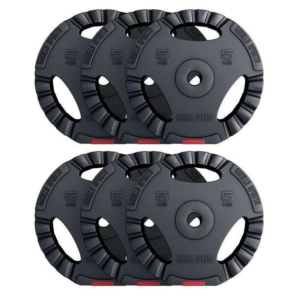 GORILLA SPORTS Set plasticnih tegova sa rukohvatima (6 x 5 kg)