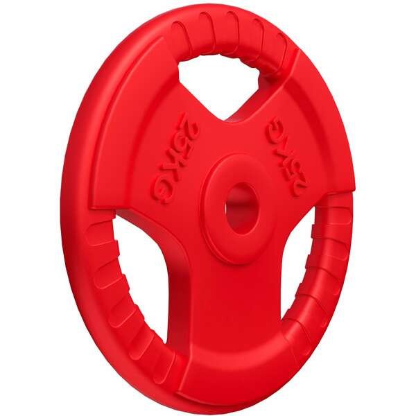 GORILLA SPORTS Gumirani olimpijski teg (25 kg / Crveni)