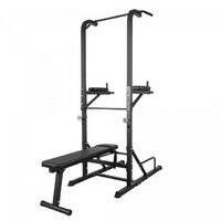 GORILLA SPORTS Power tower sprava sa ravnom klupom (crna)