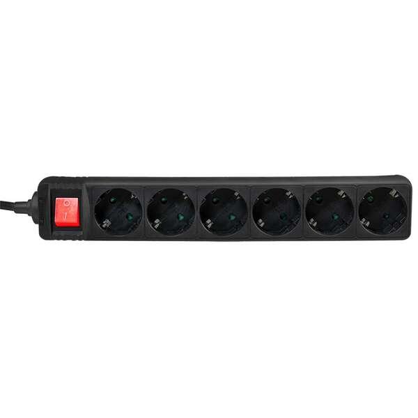 LOGILINK produzni kabl 6 mesta, prekidac, 1.5m, crni